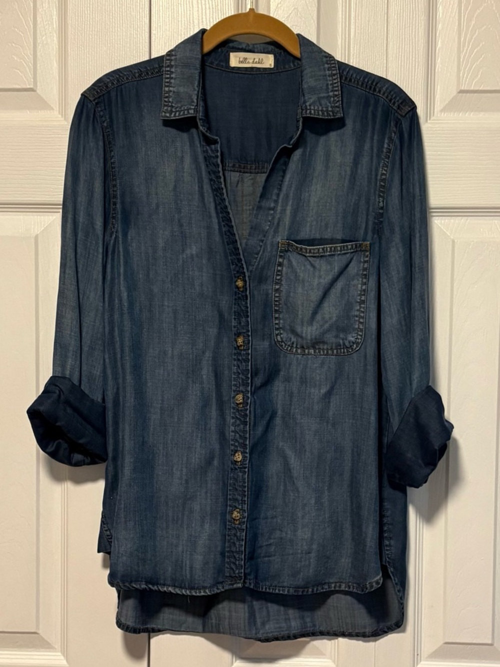 Bella Dahl Dark Wash Soft Chambray Button-Front Shirt
